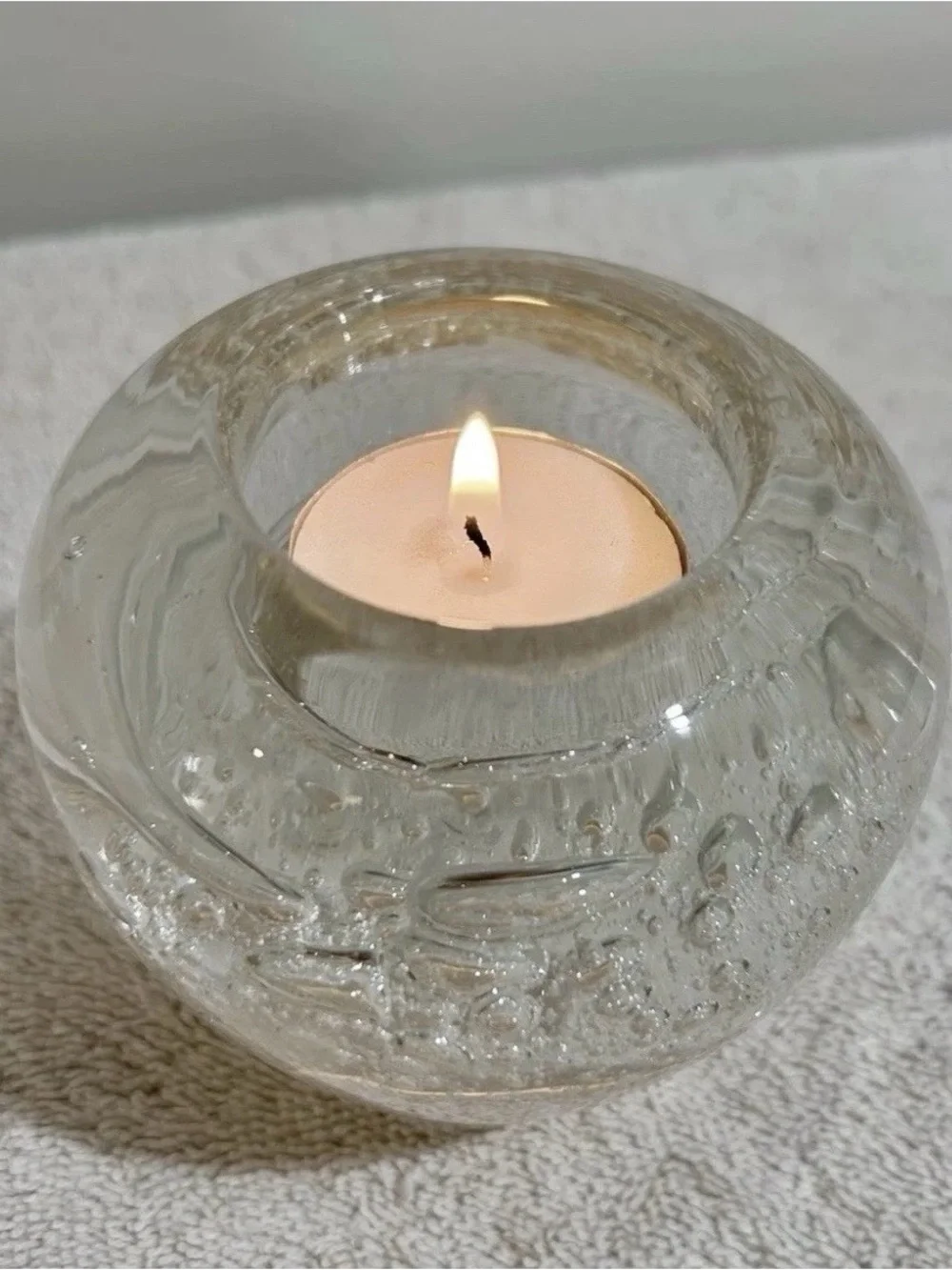 Vtg Royal Limited Crystal Hand Blown Bullicante Glass Votive Holder Bud Vase